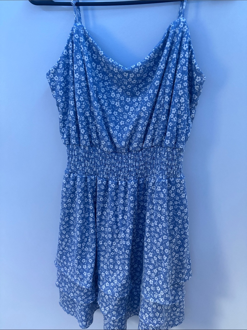 Emerald Sundae Blue Floral Spaghetti Strap Dress
